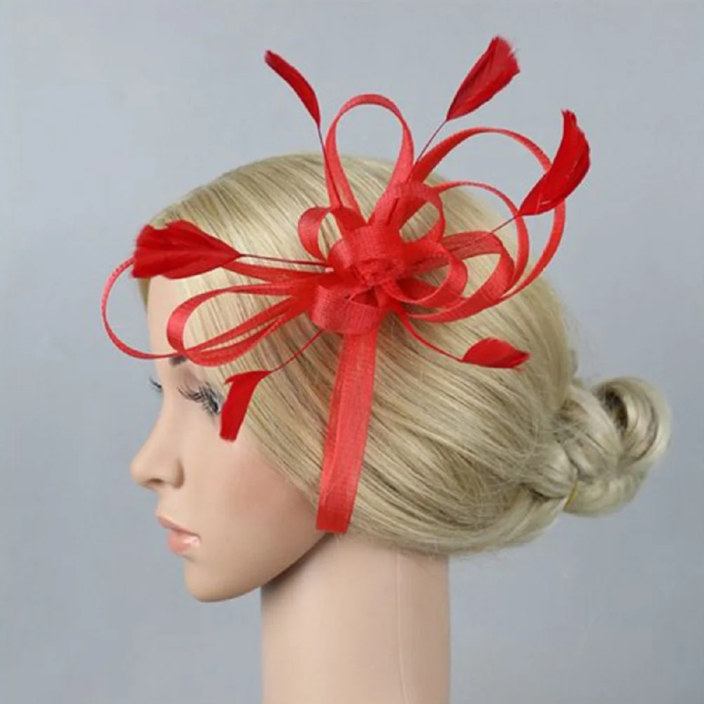 

Elegant Fascinator Clip For Wedding Bridal Party Banquet Occasions Red Stylish Lady Girls Accessory Pin Suitable All Hairstyles