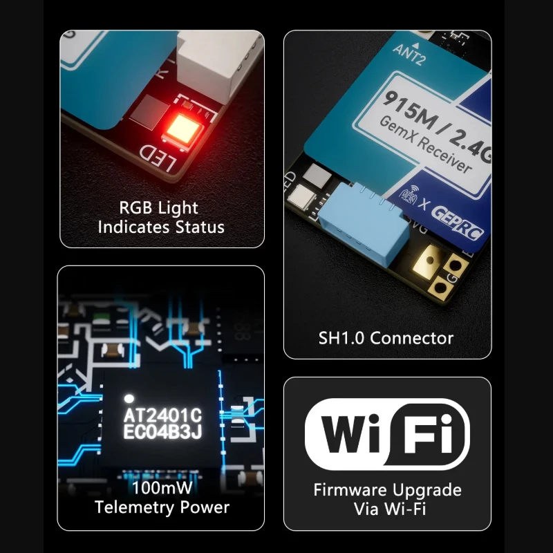 GEPRC ELRS 915M/2.4G GemX 제미니 수신기 - 25-1000Hz 100mW 5V 리턴 파워 FPV RC DIY 부품용