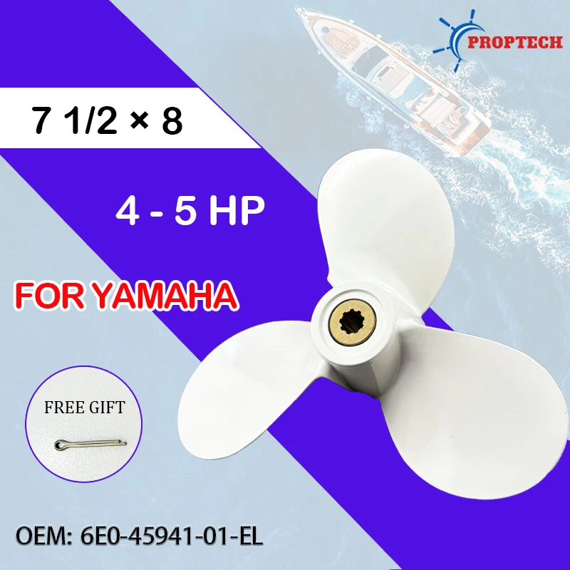 For Yamaha 4 5 f4 f5 Outboard Propeller 7 1/2x8 Boat Motor Aluminum Alloy Screw Ship Marine Engine 3 Blade 9 Spline