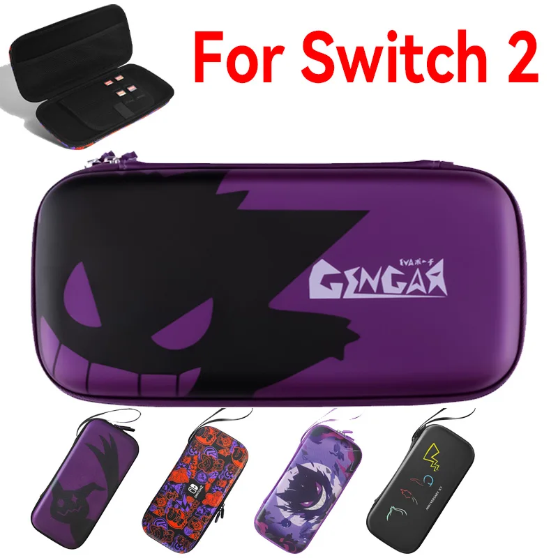 Pokemon Gengar Aufbewahrungstasche für Nintendo Switch 2 Controller Joy-Con Wasserdichte Tragbare Reisetasche mit 10 Spielkarten