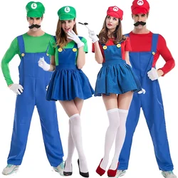Couples Super Brother Plumber Strap Pants for Women and Men Group Game Clothing Adult Unisex Halloween Party Cosplay Uniform