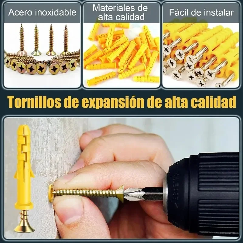 Yellow Wall Anchors and Screws Plastic Expansion Bolt Heavy Duty Concrete Masonry Drywall Fixing Hardware for Solar Construction
