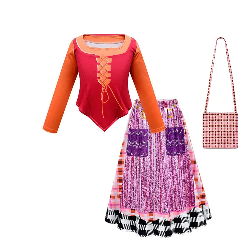 Sanderson Sister Witch Girls Clothes Halloween Cosplay Hocus Pocus Performance Children's Costume Carnival Party Kids Clothes image 3