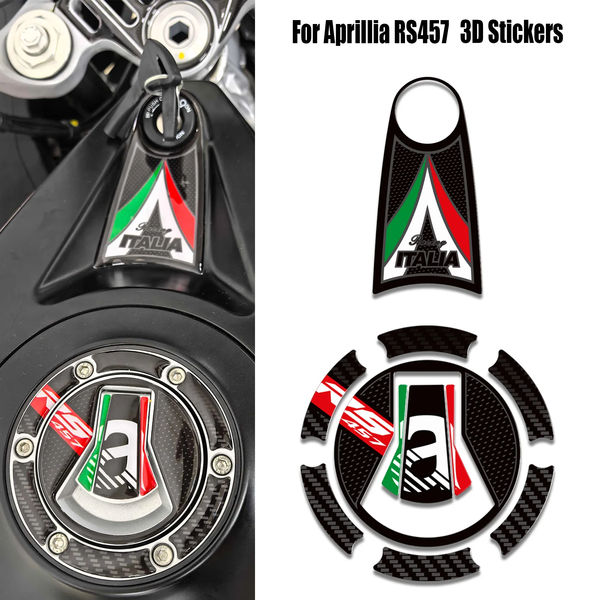 RS457 Fit Aprilia RS 457 Tank Pad Side Grips Gas Fuel Oil Kit Knee Fairing Fender Wheels  Adhesive Stickers Decals 2024 2025