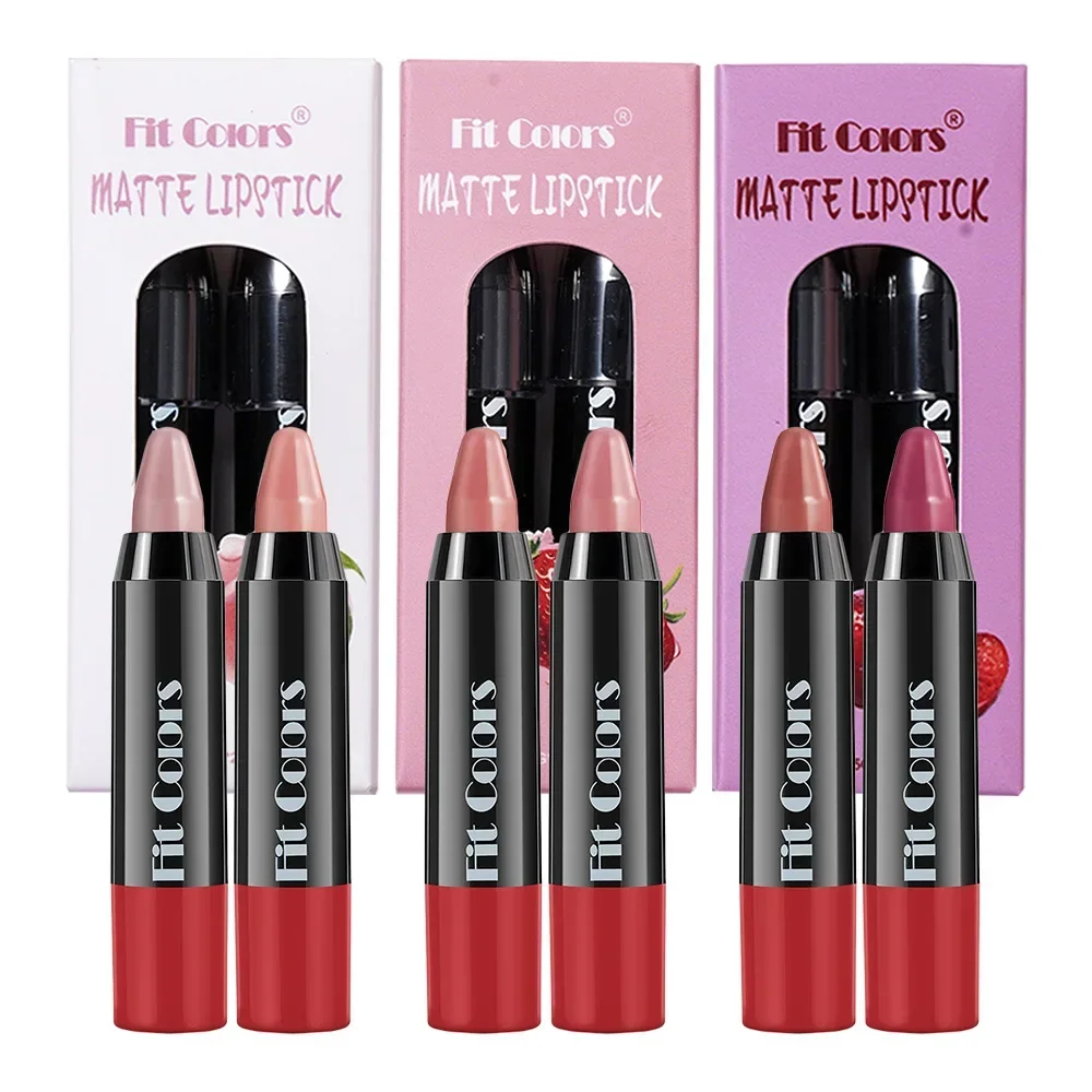 2 stuks Matte Lippenstift Set Zijdeachtige Dichte Textuur Langdurige Hold Make-up Gemakkelijk aan te brengen Make-up Nieuwe Hot Sales Lippenstift 5g