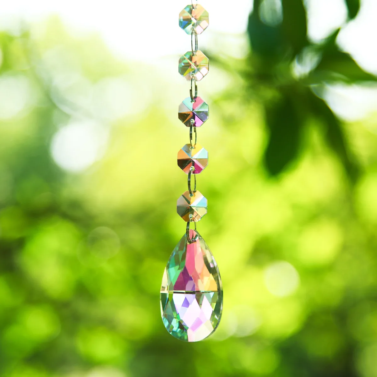 Crystal Suncatcher Wind Chime Octagonal AB Colourful Pendant Prisms Outdoor Garden Windows Wedding Hanging Ornaments Home Decor