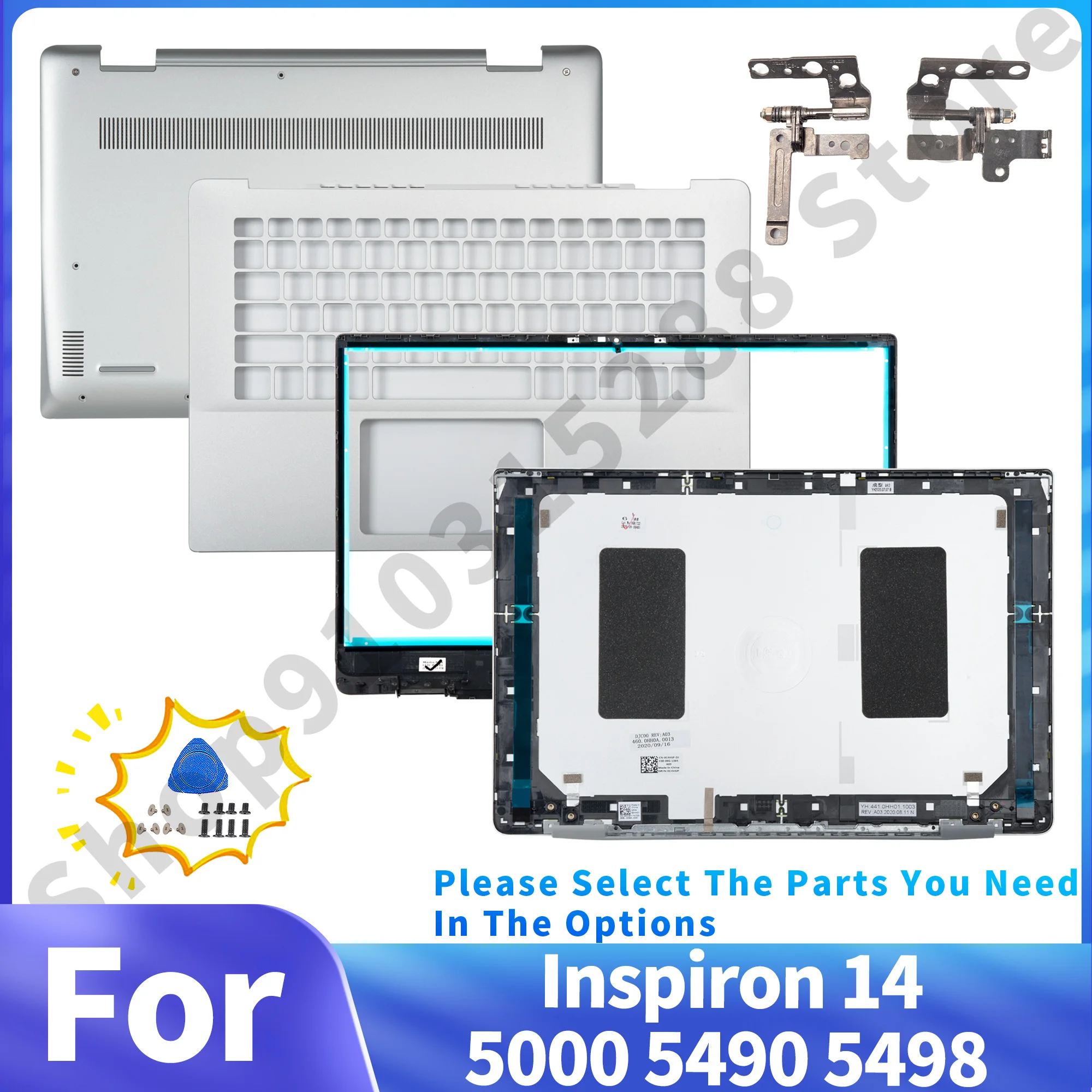 

Laptop Parts For Inspiron 14 5490 5498 5000 New Back Cover Front Bezel Palmr Rest Bottom Case Notebook Replacement 0C4VGP 0X98GC