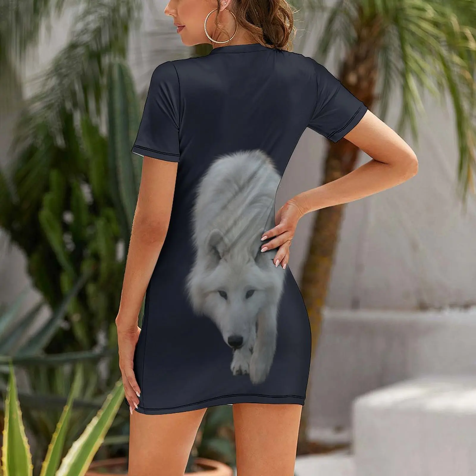 Sneaky White Wolf Short Sleeved Dress clothing women summer 2025 dress for women summer beach outfits for women