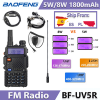 UV5R Baofeng 5W/8W 1800mAh Walkie Talkie Portable Ham FM Radio VHF UHF 136-174/400-480MHz Dual Band  Transceiver Two Way Radio