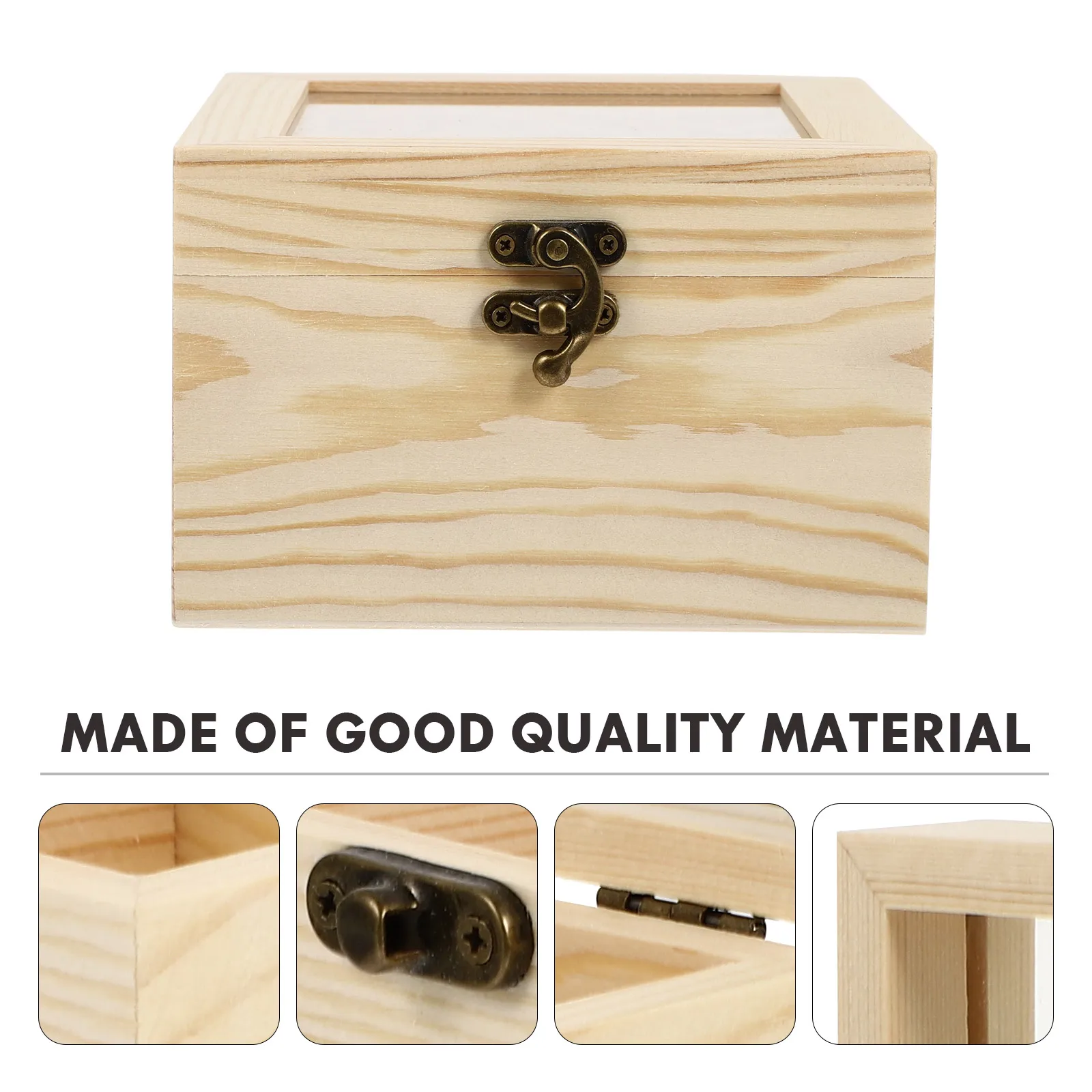 

1pc Eternal Flower Wooden Glass Lid Storage Display Wood Packaging Present Solid Wood Wrapping Small Gift Box Durable Reliable