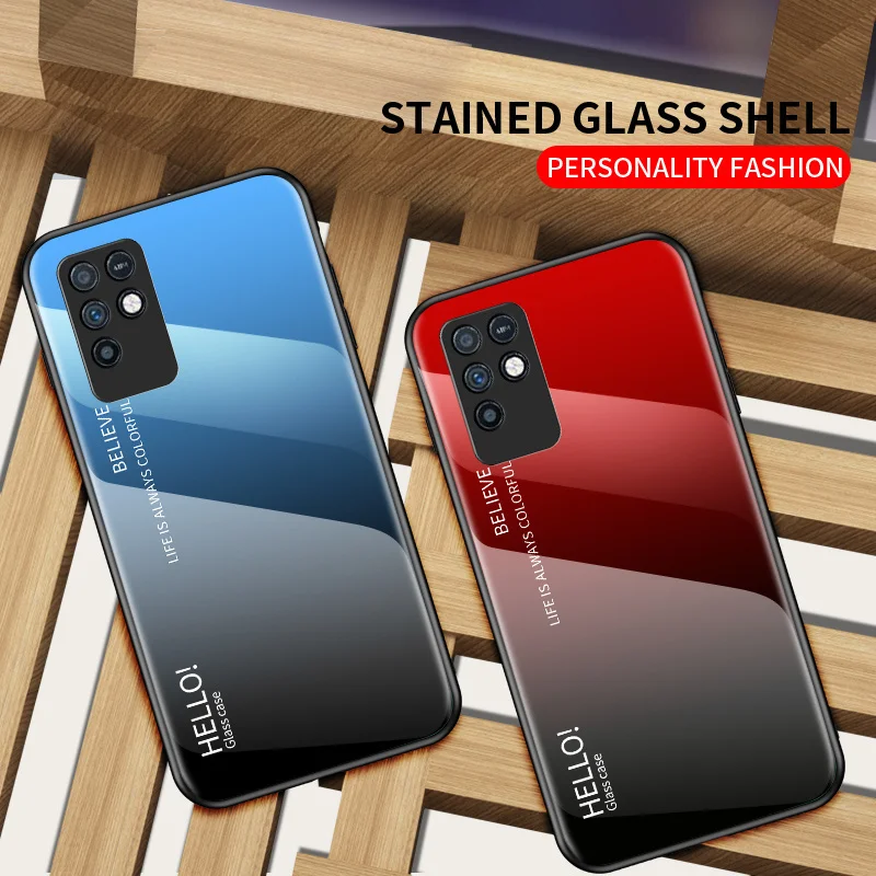 For Infinix Note 10 Note10 X693 Case Gradient Glass Shockproof Hard Back Cover Case Soft Silicon Bumper for Infinix Note 10 X693