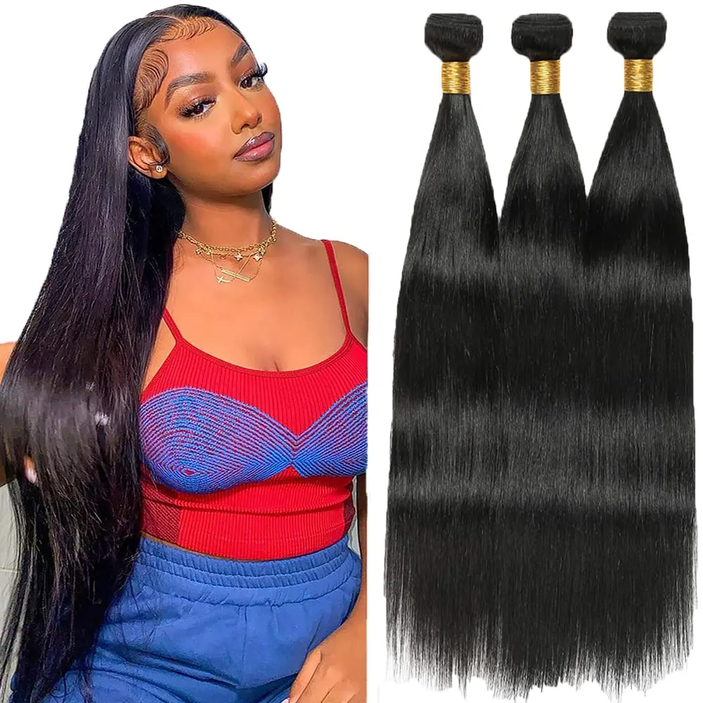 10A Brazilian Straight Bundles Human Hair 22 24 26Inch 100% Unprocessed Virgin Remy Hair Bundles Weave 3 Bundles Raw Hair Extens