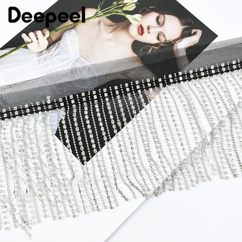 1 stocznia 9cm Rhinestone Fringe Tassel brokat koronki wykończenia wyszywana kryształkami aplikacja kurtka sukienka wstążka dekoracyjna akcesoria do