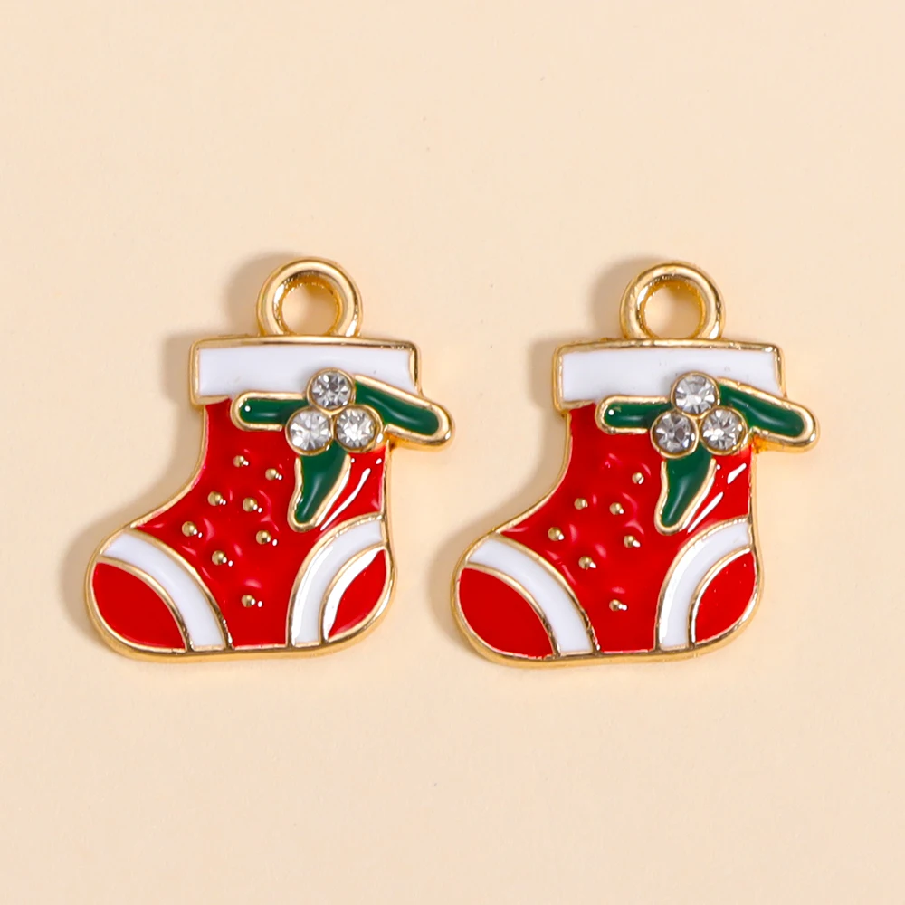 10Pcs Cute Enamel Christmas El - Jewelry Making Gloves 评论和价格