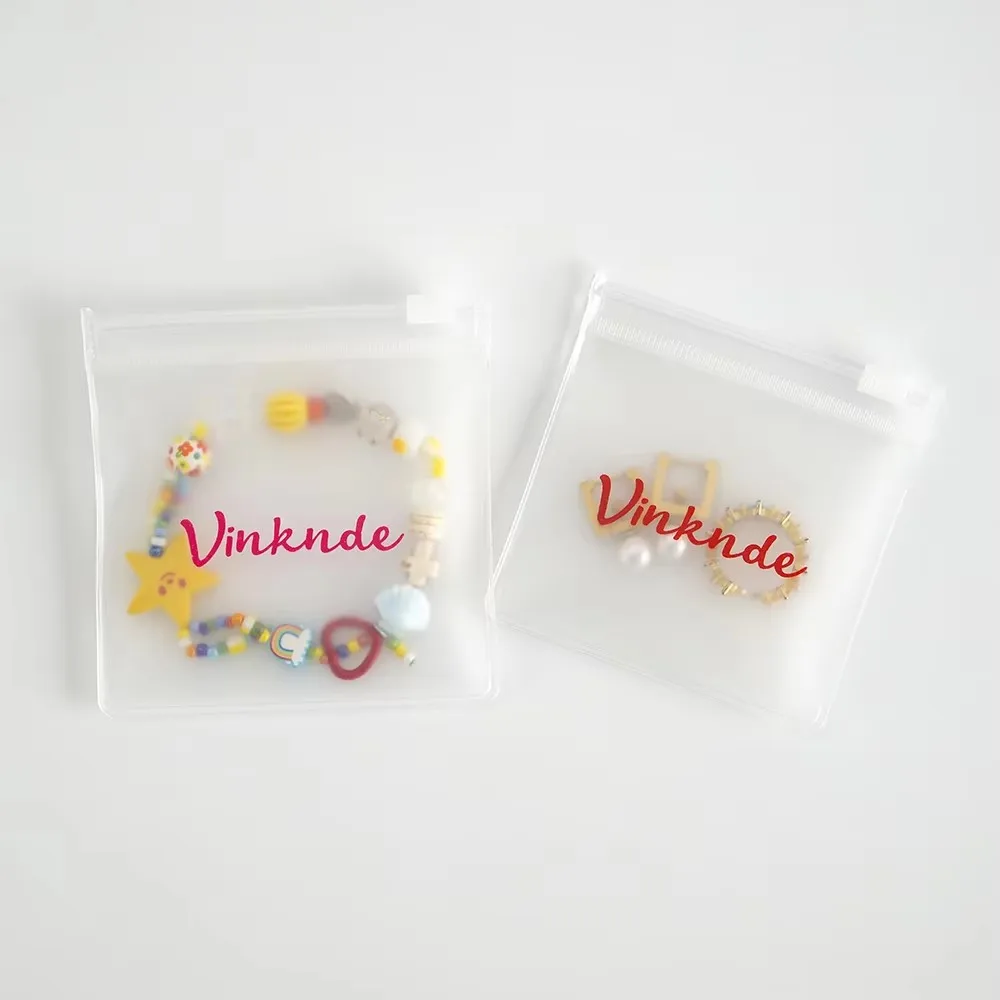 

100pcs Personalized High-Quality Matte Frosted Jewelry Zipper Bag Package Customized Jewelry Packaging Pouches with Logo
