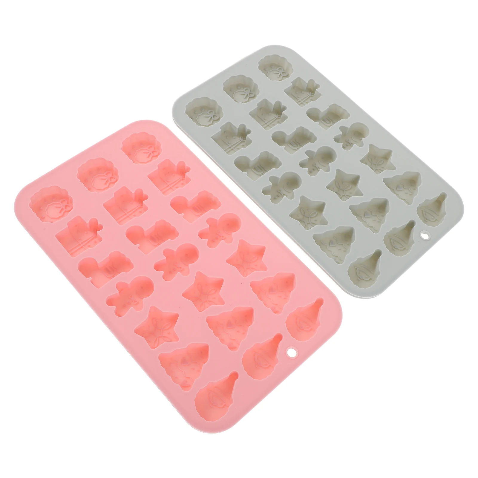 

2Pcs Silicone Baking Molds Christmas 21 Cavity 3D Gingerbread Man Santa Xmas Tree Wreath Cookie Chocolate Mold