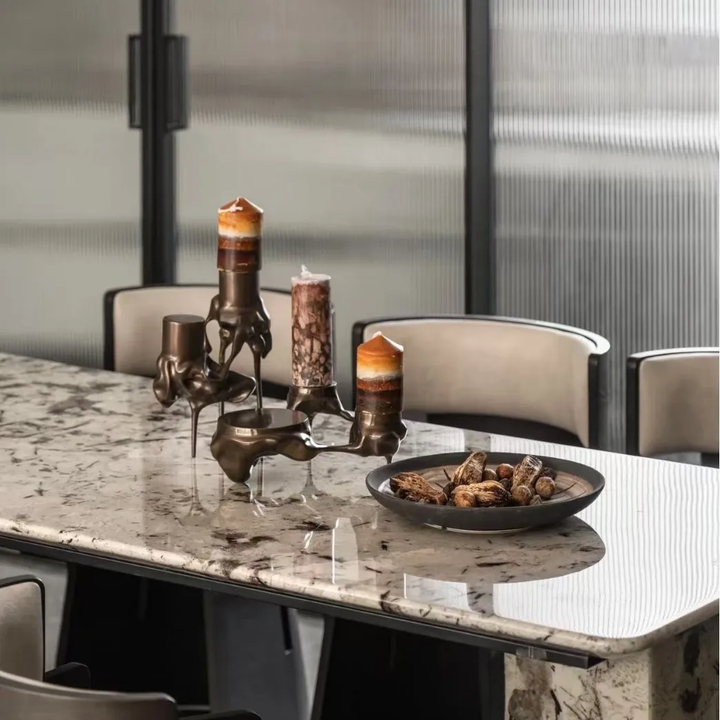 DSA modern light luxury metal three-pronged tree root geometric modeling candlestick ornament model room soft decoration jewelry