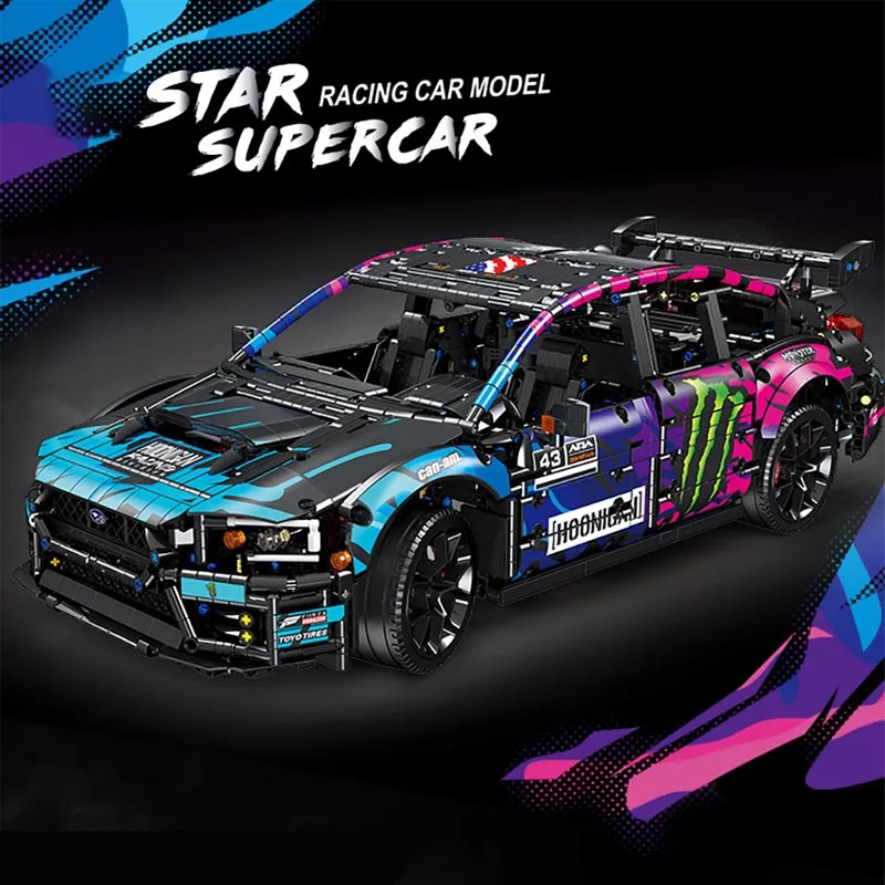 City Technical 2978pcs Subaruced Racing Car Model Building Blocks Black Assembly Supercar DIY Bricks Toys For Children Gifts