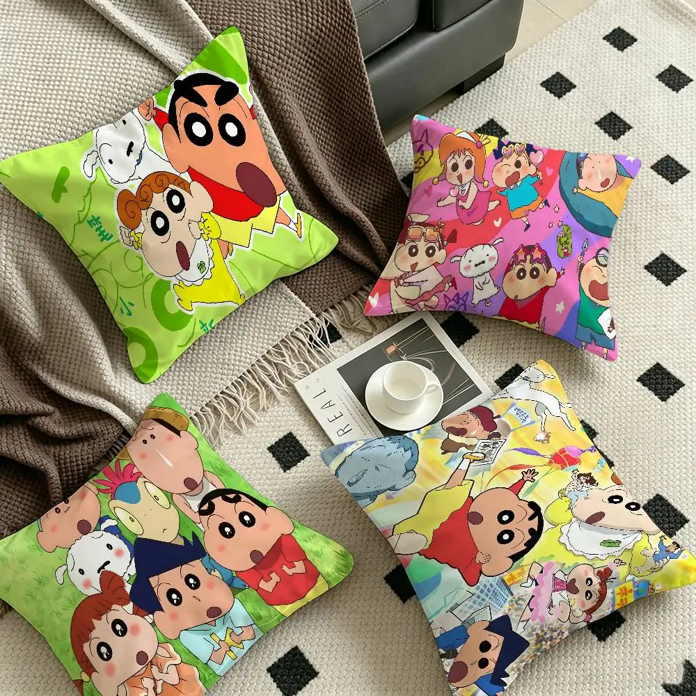 Anime Cartoon C-Crayon Shin-chans Cushion Cover Car Throw Pillow Case For Sofa Car Christmas Gift 40x40cm 45x45cm