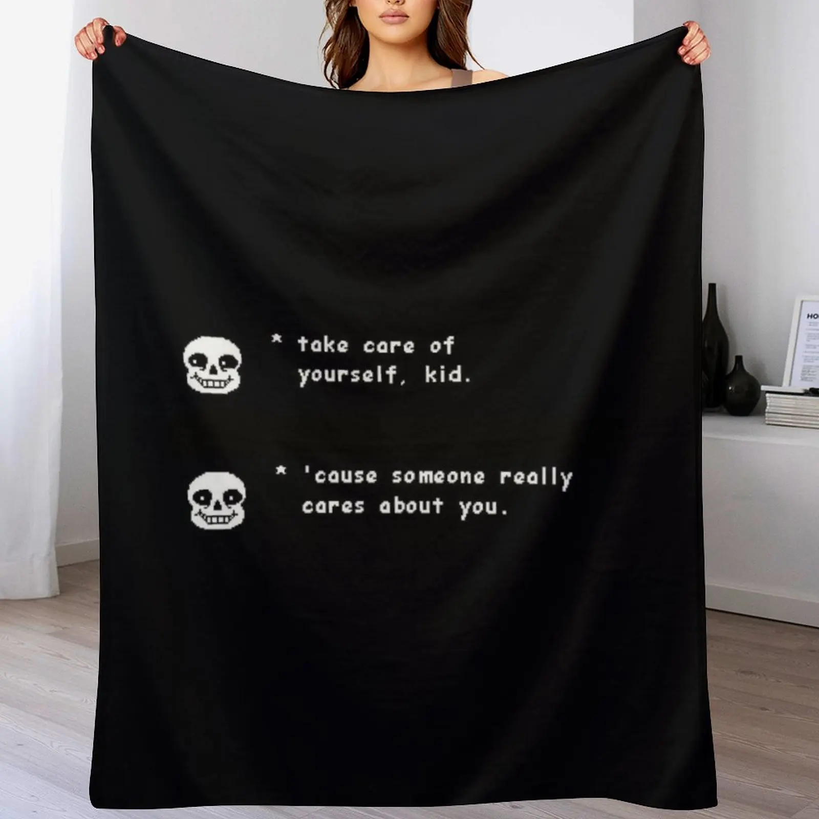 Sans - Someone Cares (Undertale) Throw Blanket Flannel Fabric Blankets Sofas Of Decoration Sofa Quilt Blankets