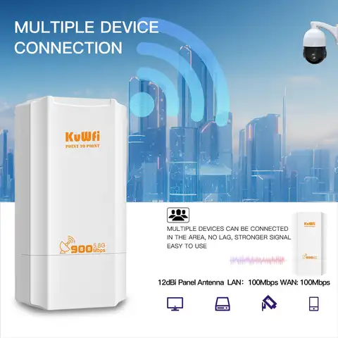 KuWFi 900Mbps 5.8G utomhus CPE-brygga trådlös Wi-Fi-signalförlängare AP-repeater WiFi-förstärkare punkt till punkt upp till 2 km IP65 8 best sales utomhusåtkomstpunkt - №6