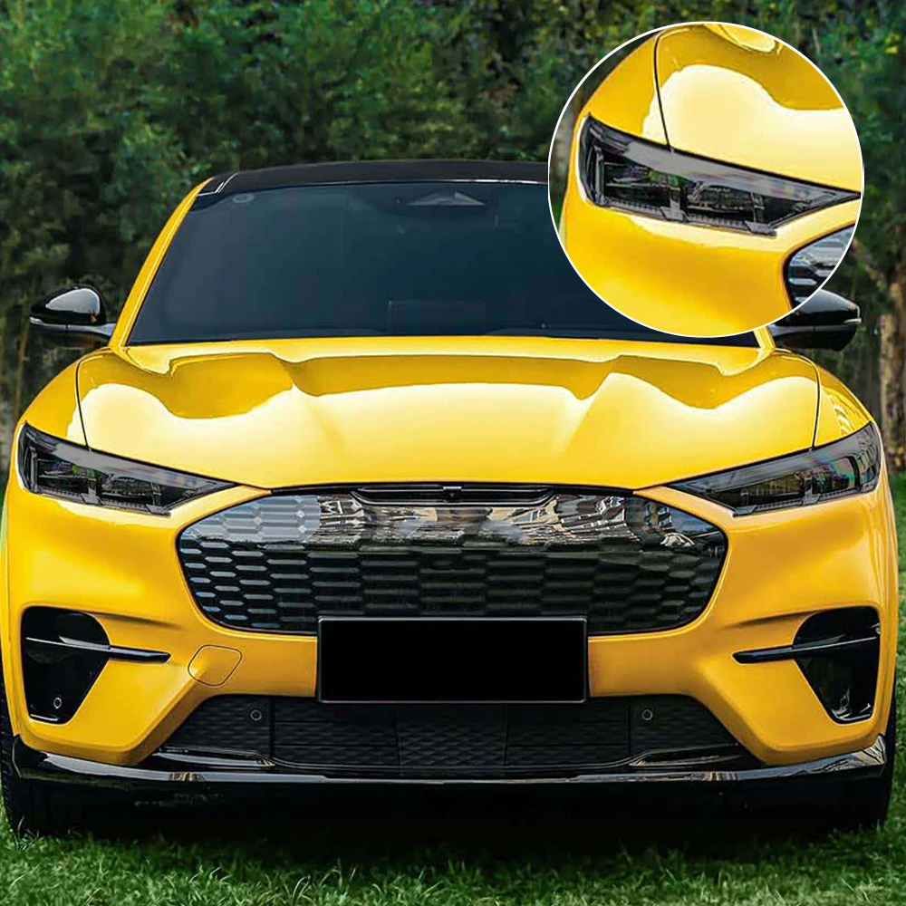 For Ford Mustang Mach-E 2021-2023 TPU Car Headlight Protective Film PPF High-Gloss Smoke Black Pre Cut Anti-Scratch Vinyl Film
