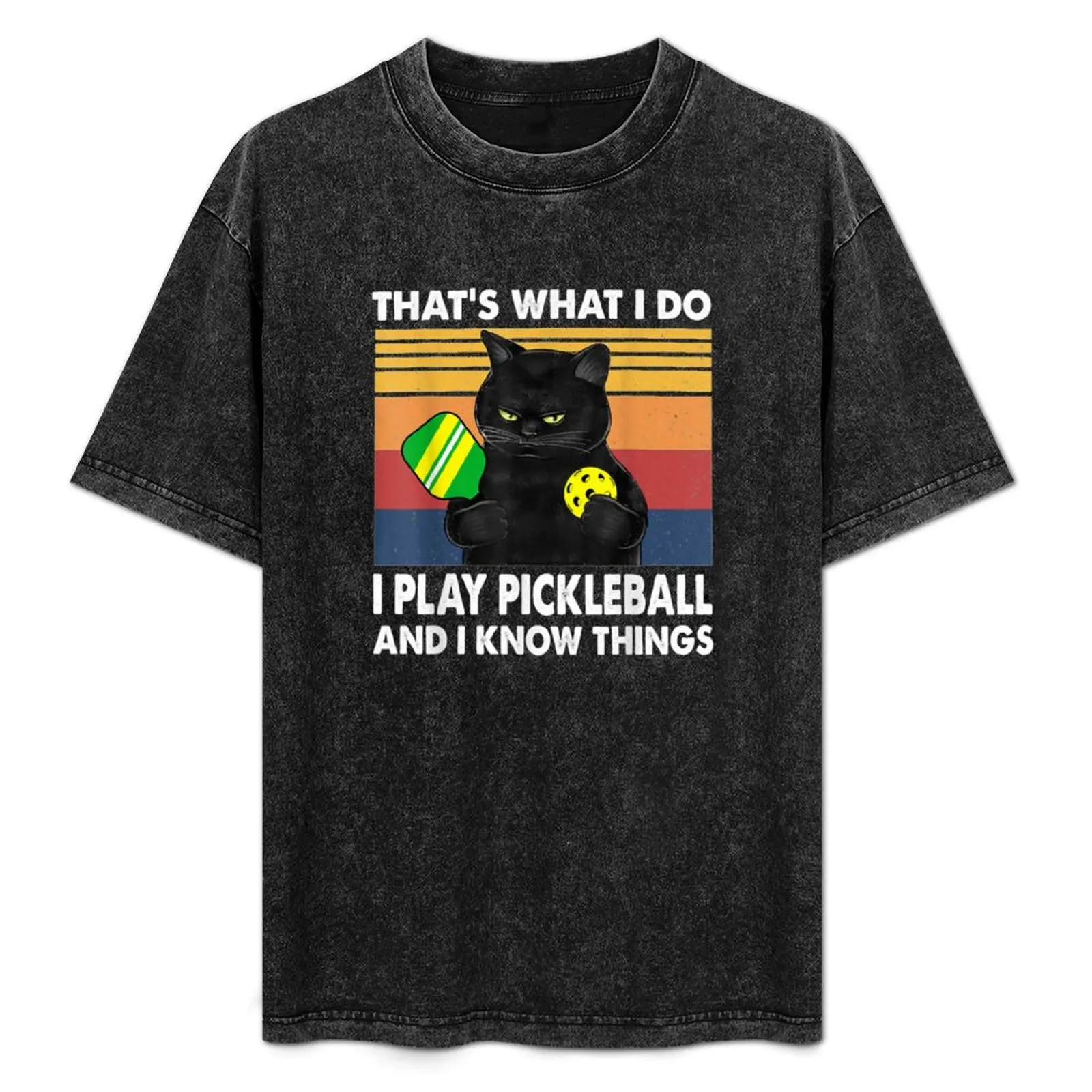 

That’s what I do I play Pickleball and I know things Cat T-Shirt Casual Basic Short Sleeve T-Shirt