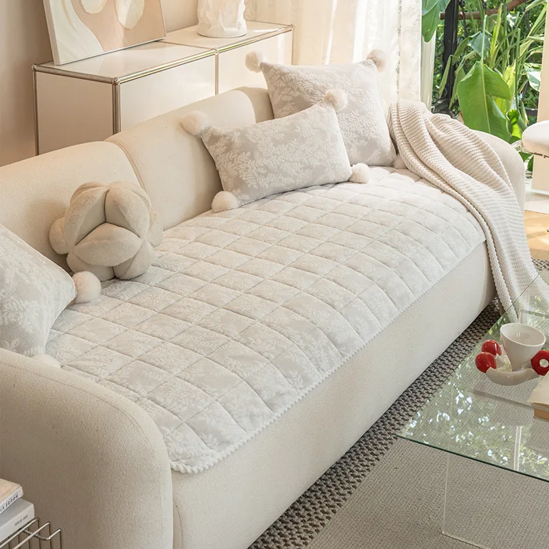 Thicken Plush Sofa Cushion Non-slip Simple Style Couch Towel Dust-proof Winter Warm L-shaped 1/2/3/4 Seater for Living Room 쇼파커버