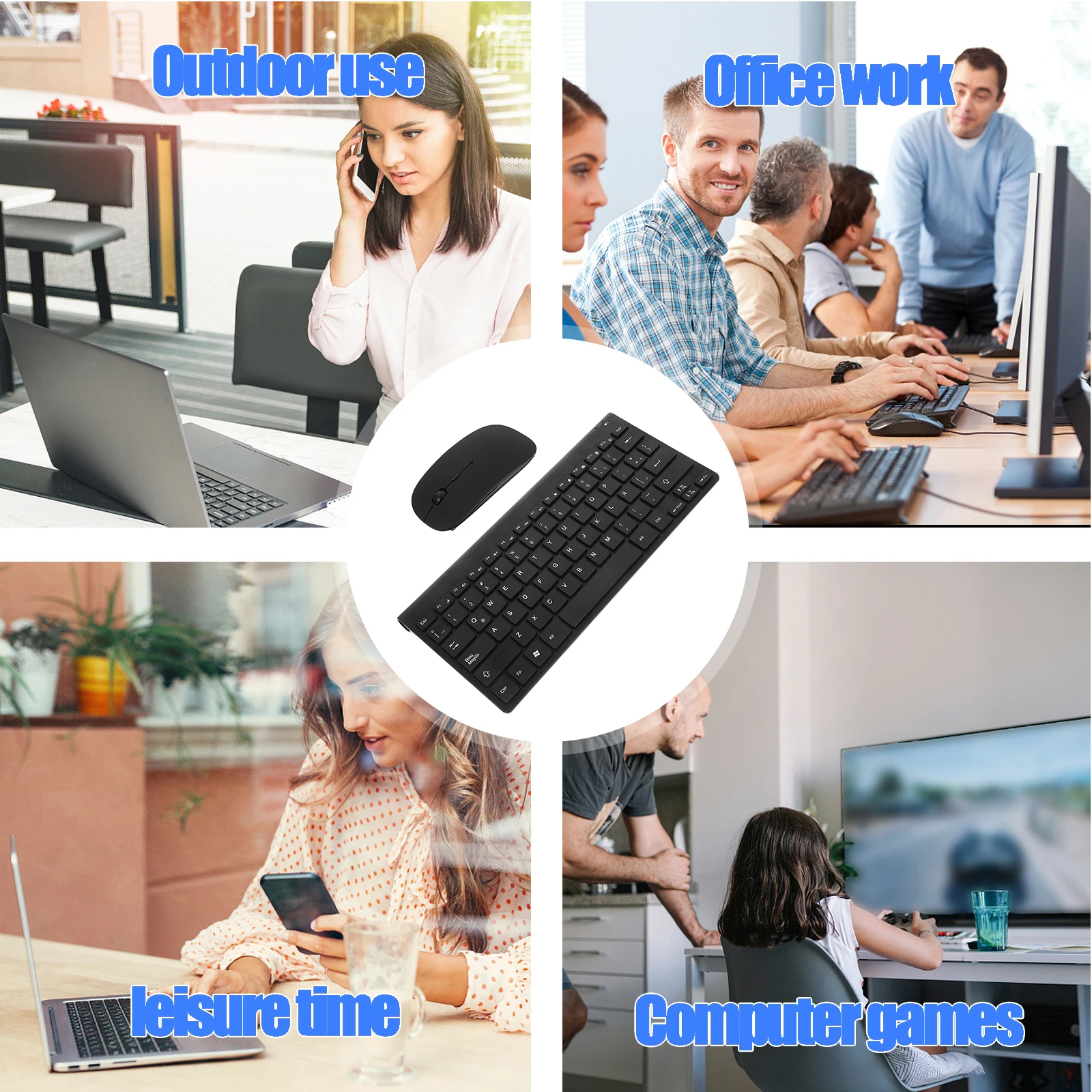 

1 set 1 Set Wireless Keyboard Mouse Combo Cordless For Laptop Office Work Durable Resin Pc Wireless Mouse Set Gaming Computer
