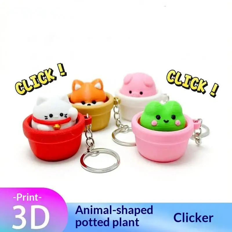 Finger-Button-Clicker Lustiger Keycap-Clicker Fidget-Schlüsselanhänger Weich Langsam Rückfedernd Antistress Druckentlastung Lustige Cartoon-Tiere – Detail 1