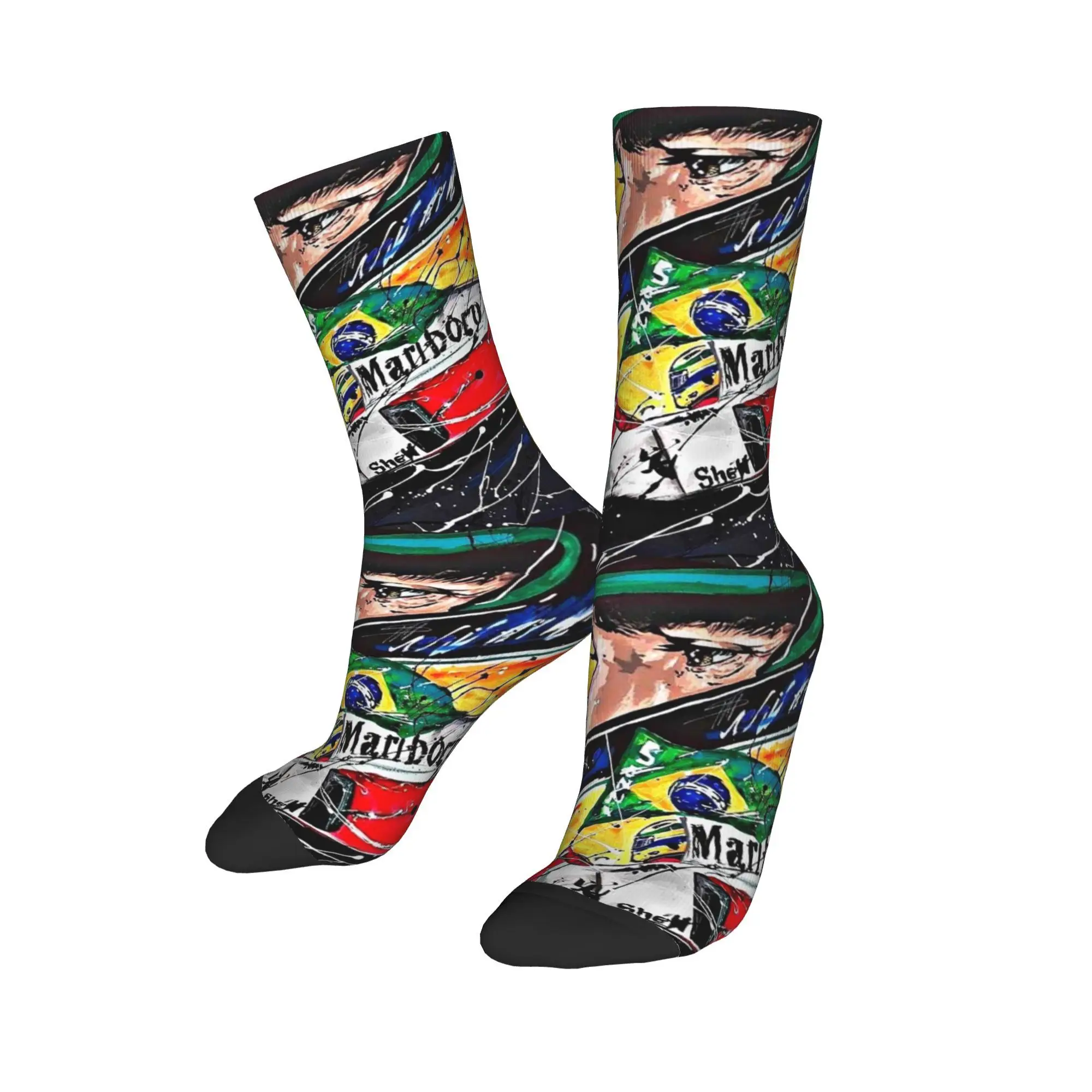 Пользовательские носки с рисунком автомобиля A-Ayrtons, мужские и женские теплые забавные новинки, носки Motor Crew