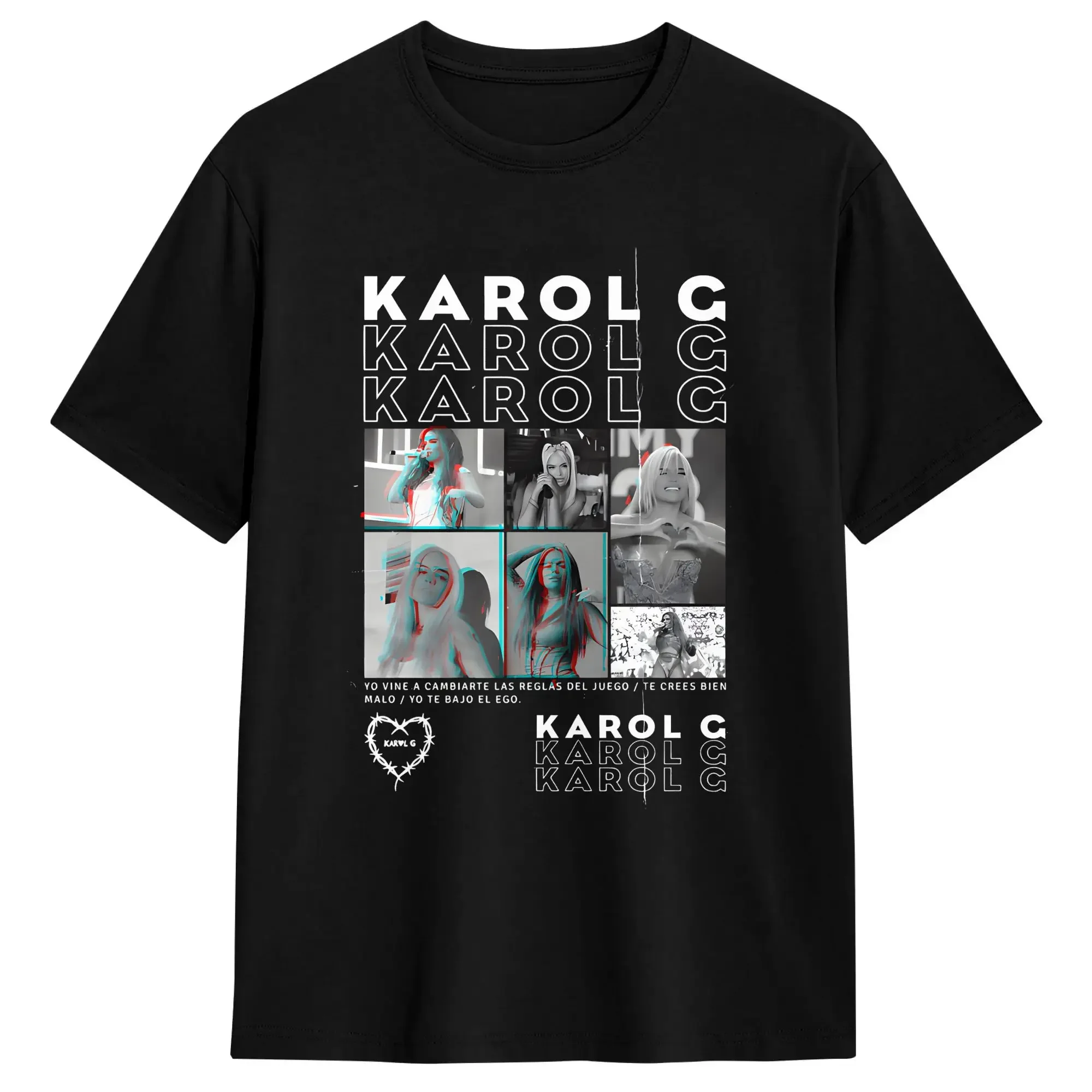 Men's T-Shirt Singer K-Karol-G KG Humor Pure Cotton Tees Short Sleeve  T Shirts Round Neck Clothes Plus Size