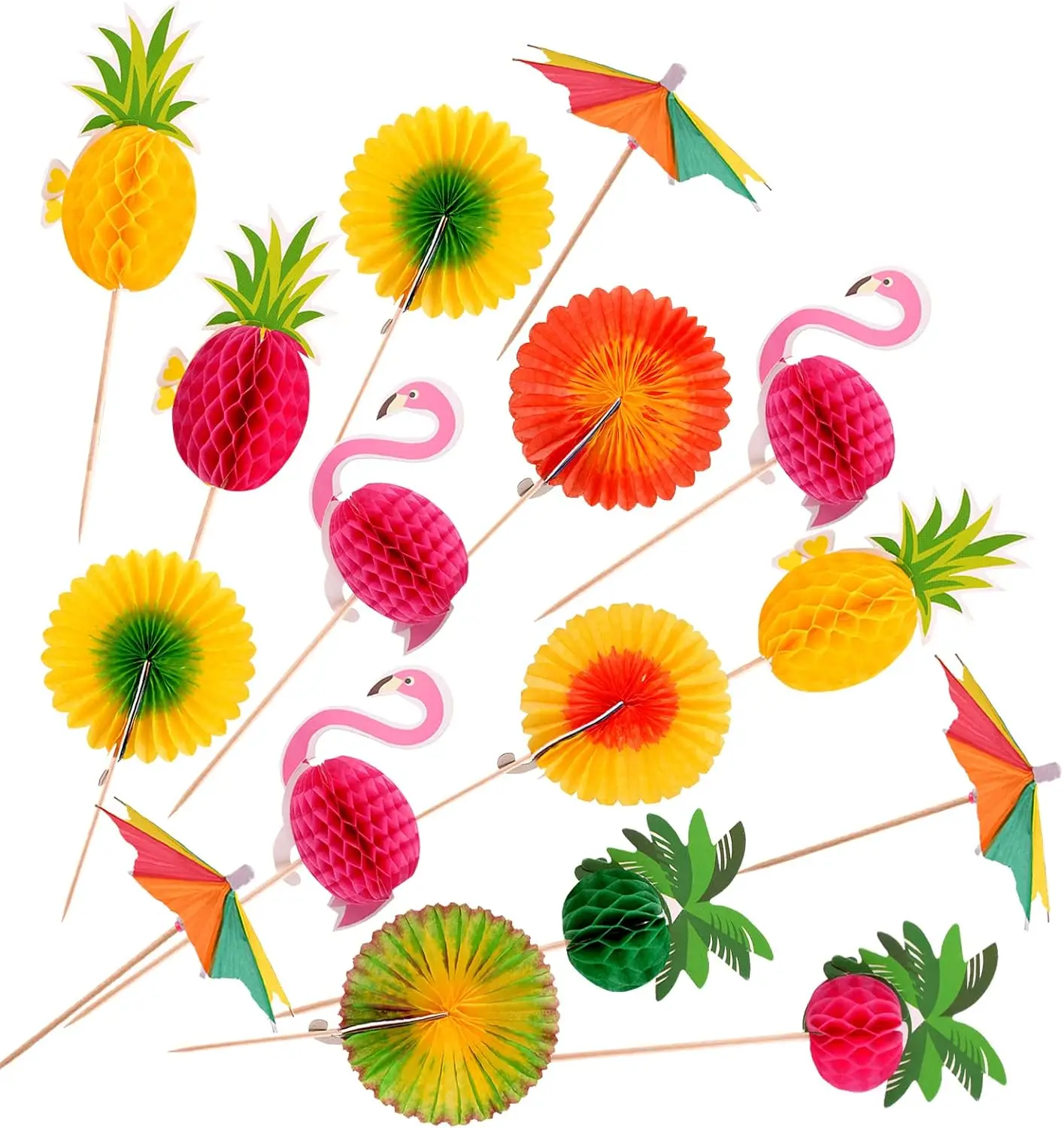 

Luau Assorted Tropical Cocktail picks Bamboo Handmade Sticks Wooden Toothpicks Cocktail Sticks for Luau Hawaii Beach Holiday Par