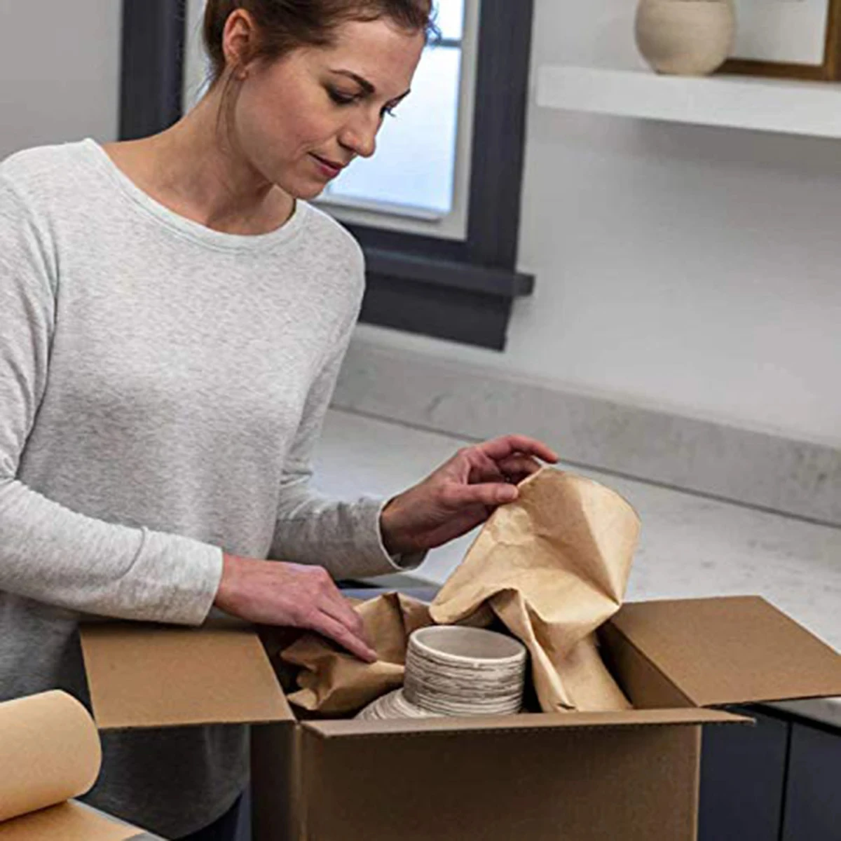 Brown Kraft Paper 5M Roll Ideal for Gift Wrapping, Art & Craft Postal, Packing, Shipping, Floor Covering, Parcel, Table Runner,