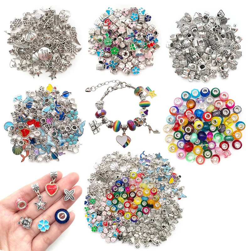 

Wearing beads material pendants Pandora style bracelet big hole colored beads DIY jewelry colored beads accessories