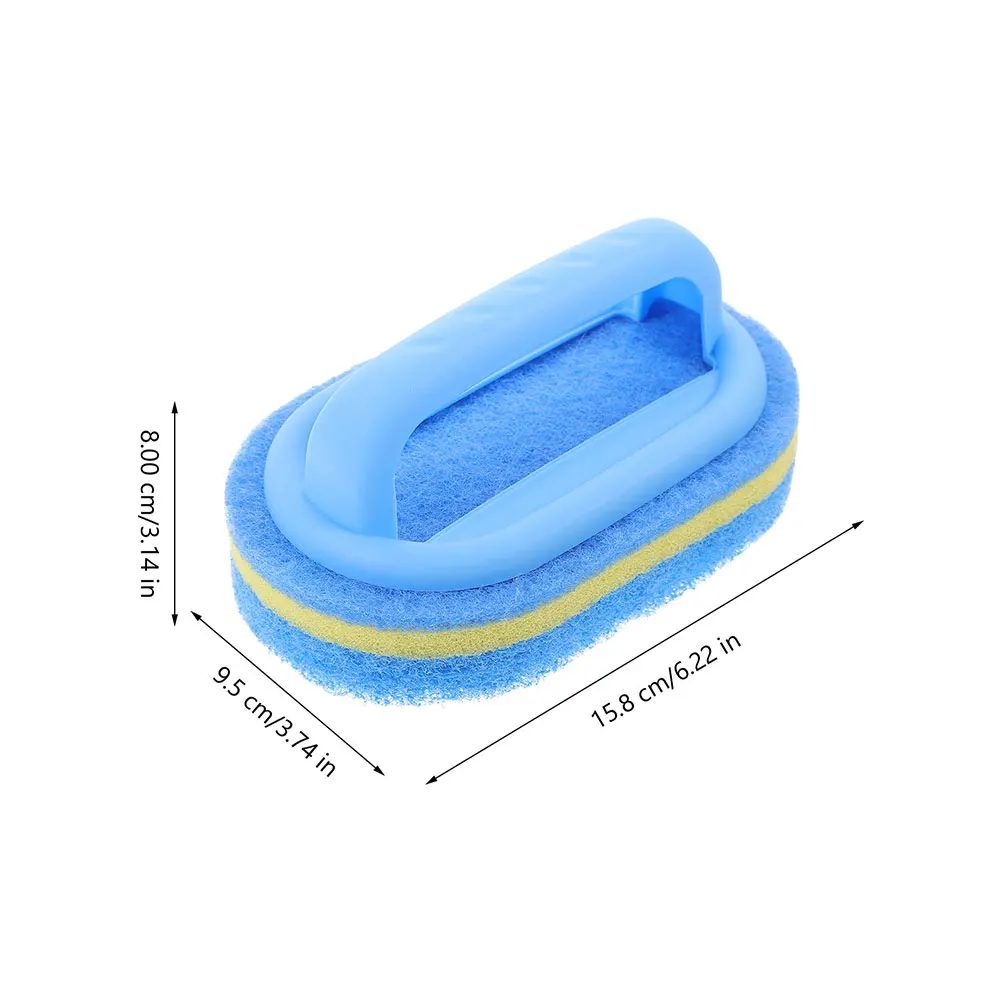

3 Pcs Blue Sponge Cleaning Brush Handle for Kitchen Bathroom Tile Tub Multifunction Scrub Tools Sponges Home Daily Use