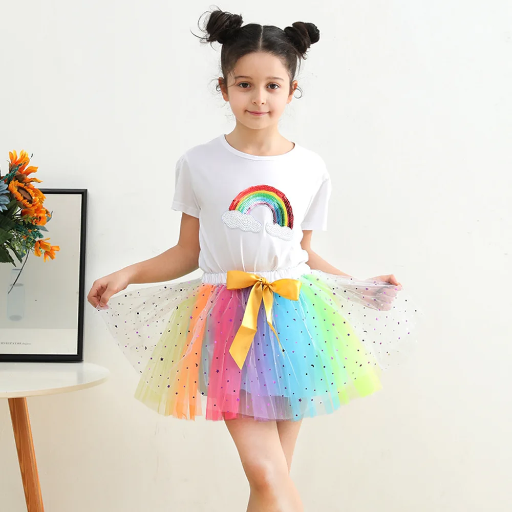 Baby Tutu Skirt for Girls Rainbow Colorful Tulle Mini Pettiskirt Girl Kid\'s Birthday Princess Skirt Children Summer Tutu Skirts