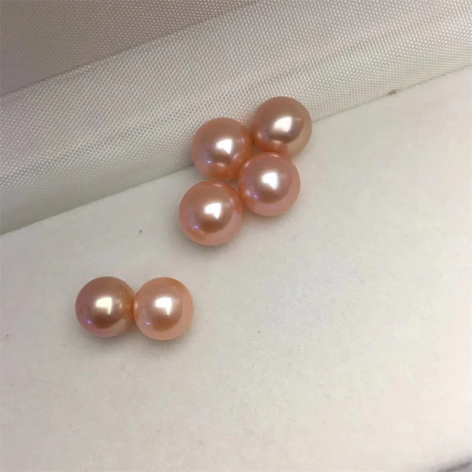 AAA Natural Freshwater Round Cultured Pink Pearl Loose Beads Through-hole Punch for Jewelry Making  DIY Bracelet  Necklace