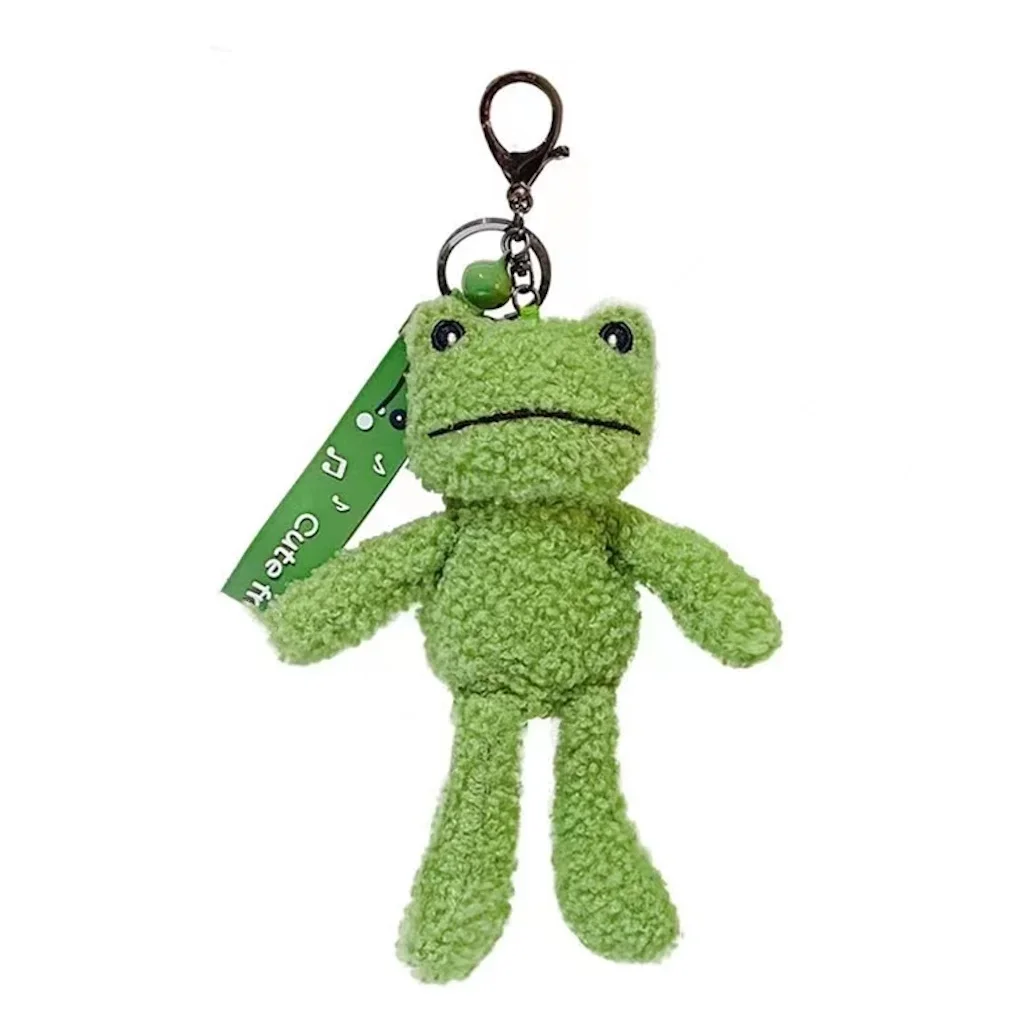 

2021 New Ugly Smiley Face Frog Plush Doll Keychain Personalized Pendant Cute Green Frogs Animal Keyring Bag Ornaments Wholesale