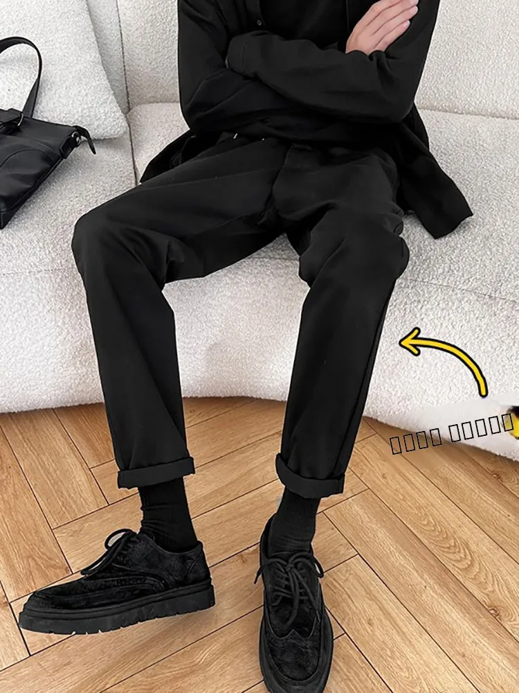 

Men's Autumn Winter Thiened Fce Lined Slim Straight Leg Pants Boots ible Faionable Briti Sle Casual T...