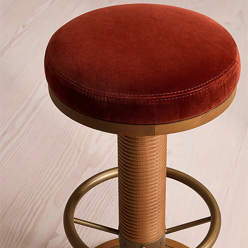 Nordic Style Modern Villa Commercial Bar Stool Solid Wood Stainless Steel Base Strong Durable Eco-Friendly Hotel Dining