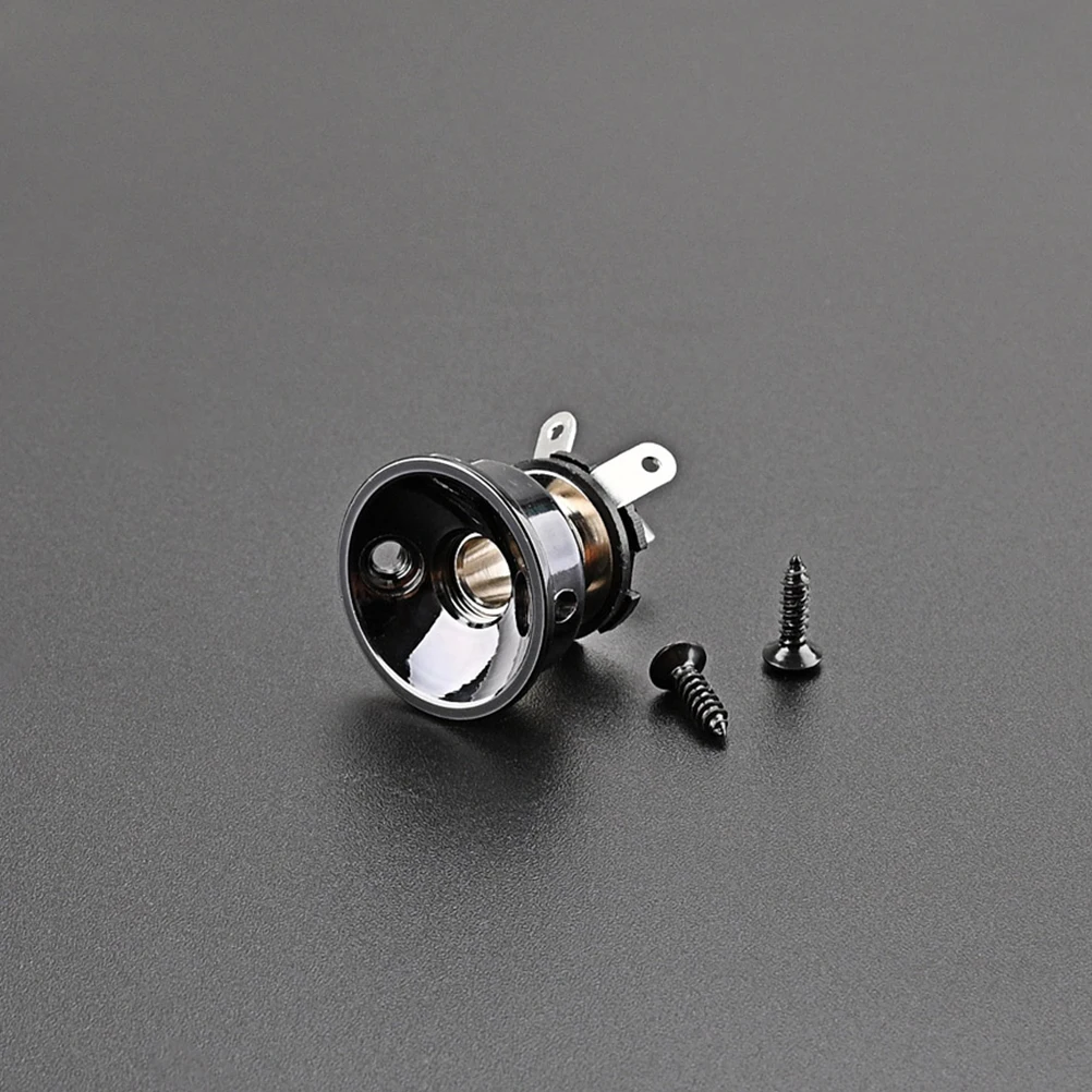 

Electric Guitar Jack Set Output Plate Socket for Metal Sockets Replacement Connector Black Rectangular
