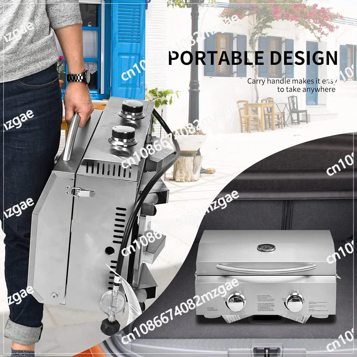 Stainless steel outdoor portable gas barbecue grill 2 liquefied gas barbecue grill camping picnic stove