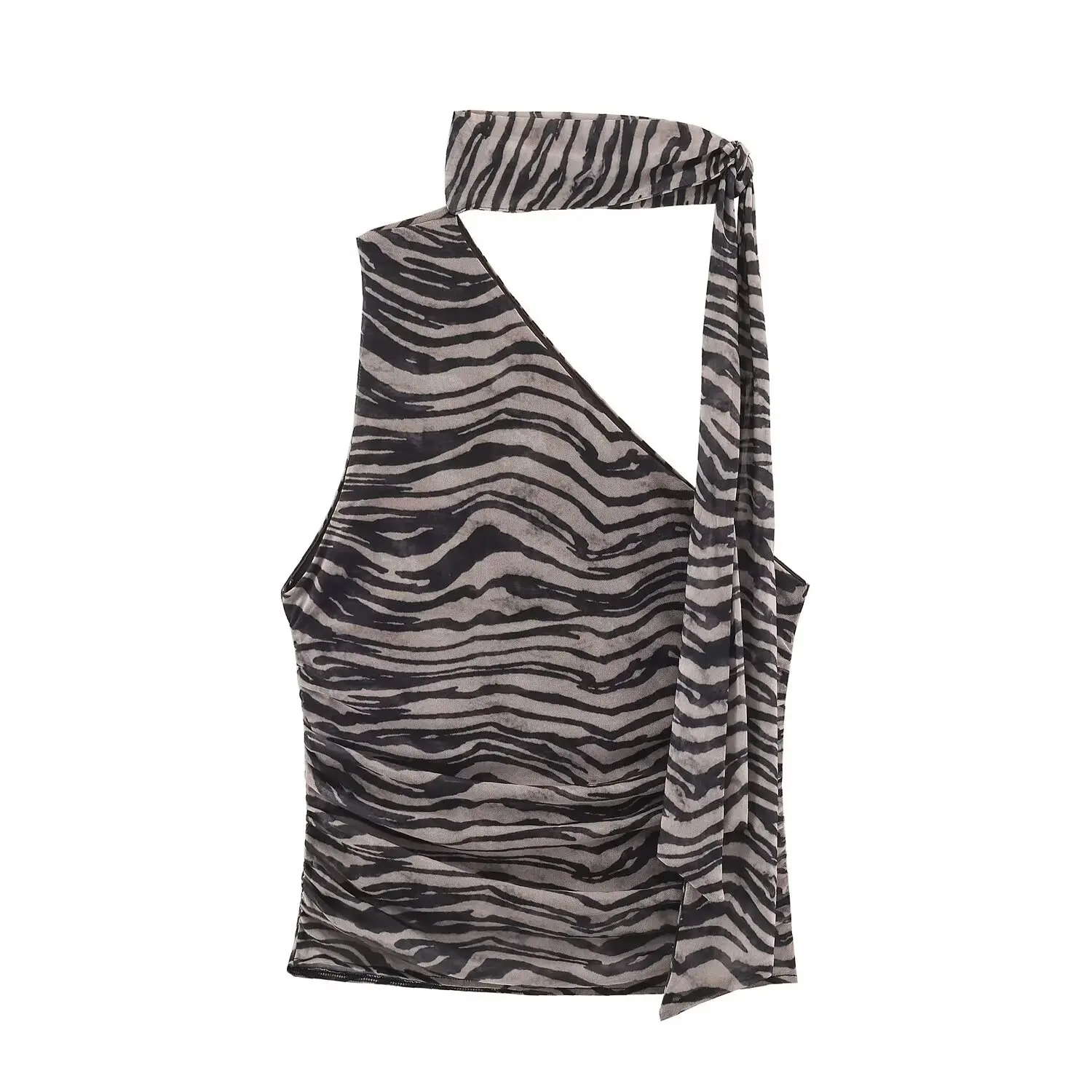 Animal Print Scarf Top And Midi Skirt Set Women's Fashion Autumn Collection Brand New Two-Piece Ensemble for Ladies
