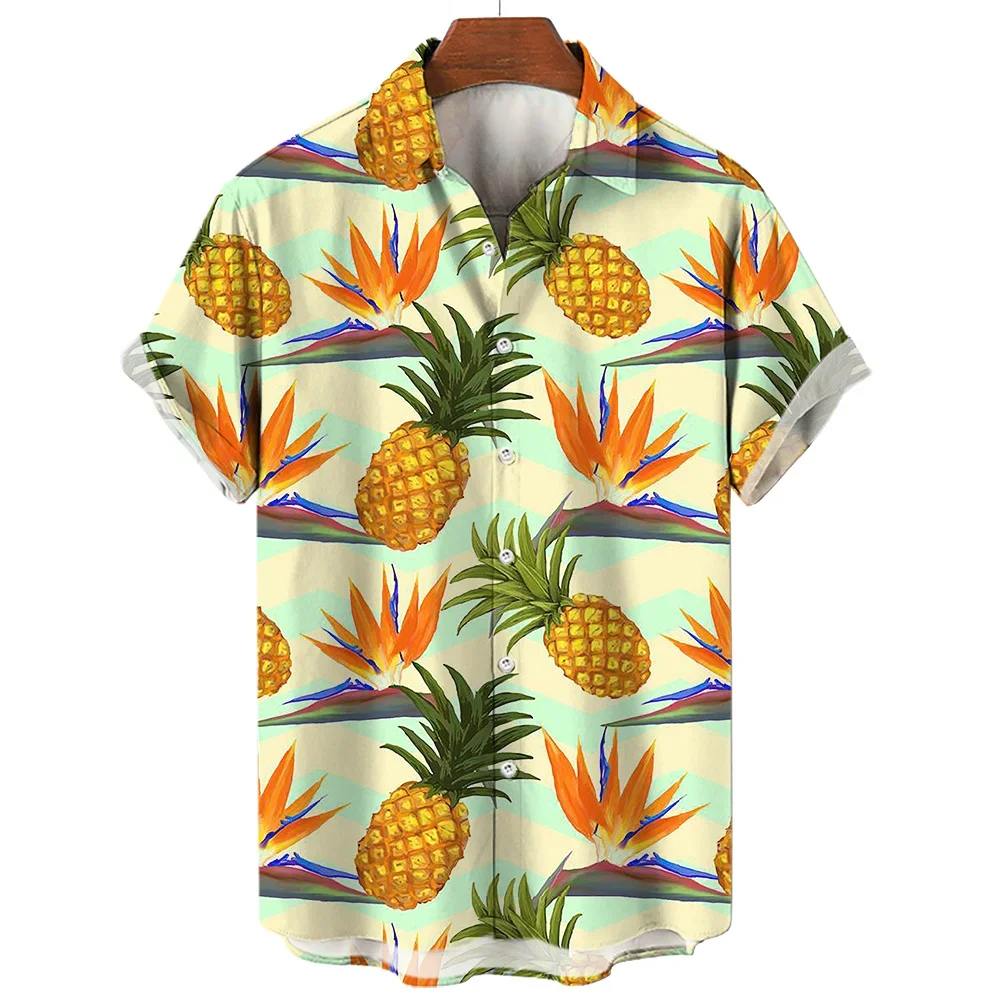 

Y2k Fruit Hawaiian Men Shirts 2025 Summer 3D Printed Vacation Beach Shirts Casual Vintage Clothes Women Lapel Blouse Plain Shirt