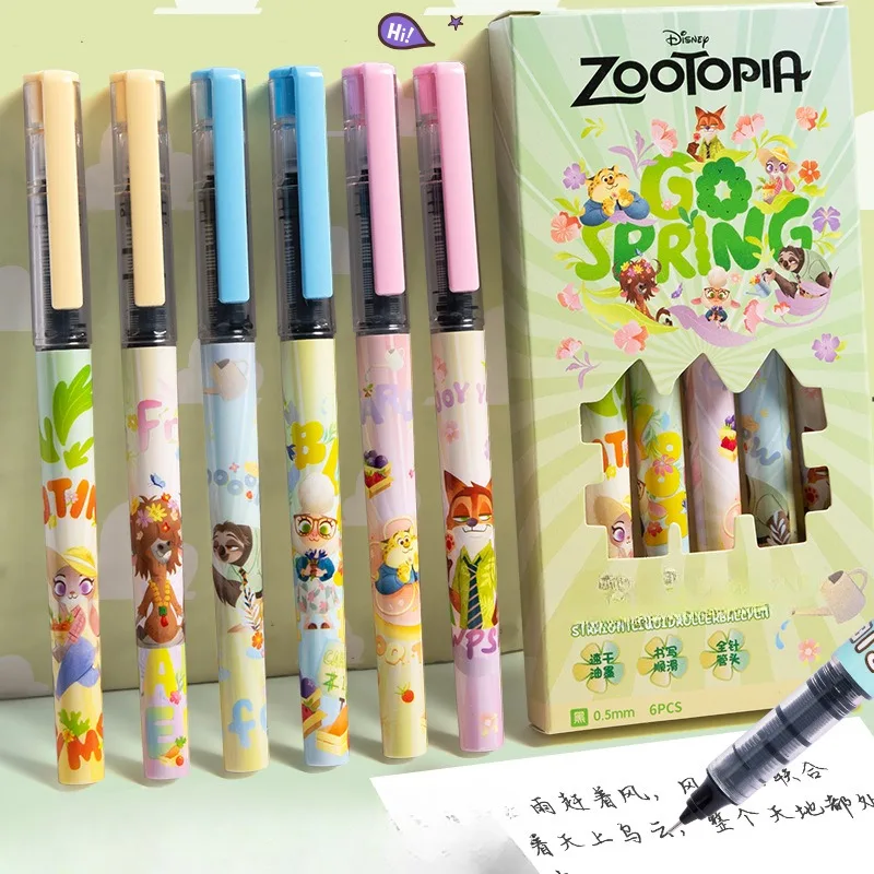 Disney Zootopia Judy Nick Cute Soft-grip Gel Pen Quick-drying Exam Smooth Black Pen Cartoon Student Stationery Prizes