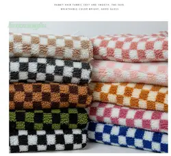 Checkerboard jacquard lamb wool, thickened warm lamb wool fabric, coat with granular fleece, plush fabric.