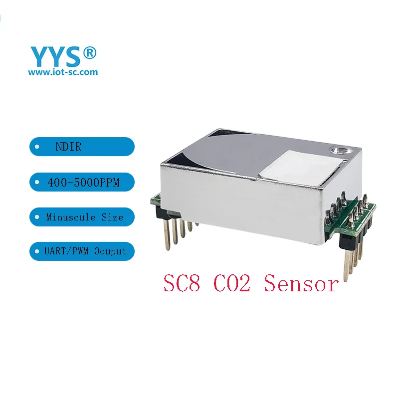 YYS NDIR CO2 Gas Sensor 400-5000PPM  UART/PWM Output Carbon Dioxide Gas Sensor SC8