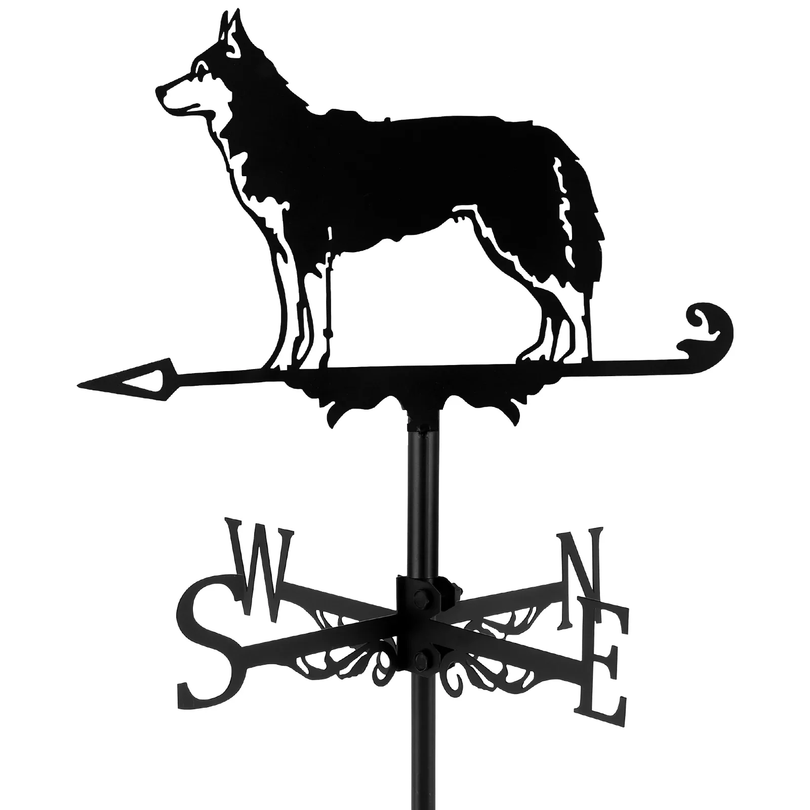 Dog Weather Vane Metal Animal Weathervanes Decoration Creative Vintage Dog Weathervanes Heavy-Duty Black Dog Wind Direction