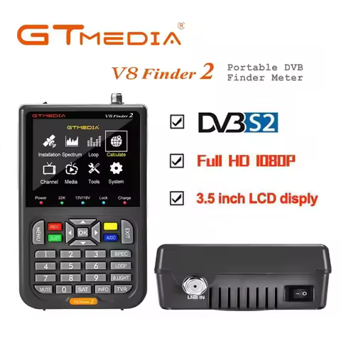 GTMEDIA V8 Finder2 Digital Satellite Finder Metter 7.4V/4000mAh DVB-S/S2/S2X H.265 3.5'' LCD Display 1080P HD Satfinder
